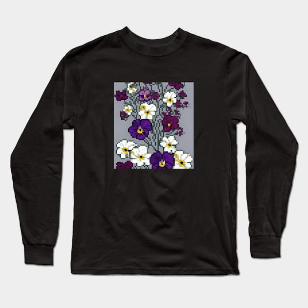 Floral Illustration Pansy Leaves Vintage Since Long Sleeve T-Shirt by Flowering Away